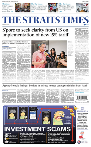 Prima pagina The Straits Times di oggi - Quotidiano estero