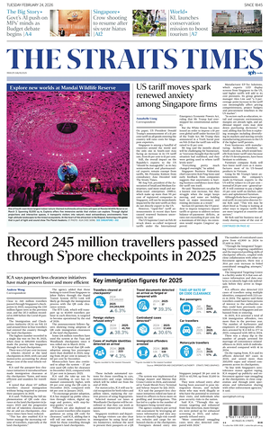 Prima pagina The Straits Times di oggi - Quotidiano estero