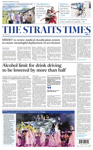 Prima pagina The Straits Times di oggi - Quotidiano estero