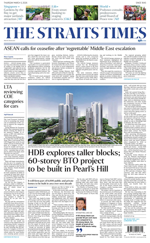 Prima pagina The Straits Times di oggi - Quotidiano estero