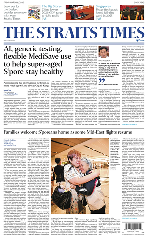 Prima pagina The Straits Times di oggi - Quotidiano estero