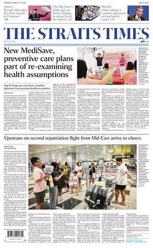 Prima pagina The Straits Times di oggi - Quotidiano estero