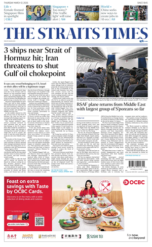 Prima pagina The Straits Times di oggi - Quotidiano estero
