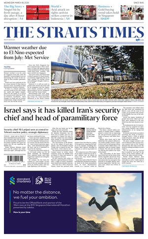 Prima pagina The Straits Times di oggi - Quotidiano estero