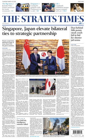 Prima pagina The Straits Times di oggi - Quotidiano estero