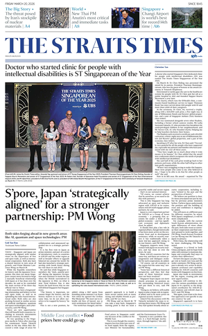 Prima pagina The Straits Times di oggi - Quotidiano estero