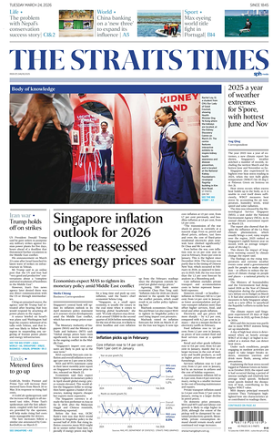 Prima pagina The Straits Times di oggi - Quotidiano estero