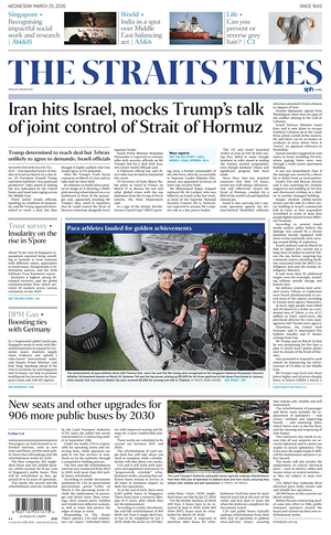 Prima pagina The Straits Times di oggi - Quotidiano estero