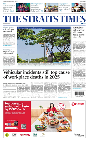 Prima pagina The Straits Times di oggi - Quotidiano estero