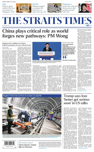 Prima pagina The Straits Times di oggi - Quotidiano estero