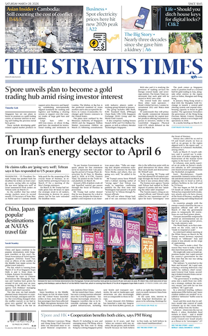 Prima pagina The Straits Times di oggi - Quotidiano estero