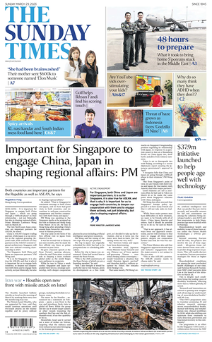 Prima pagina The Straits Times di oggi - Quotidiano estero