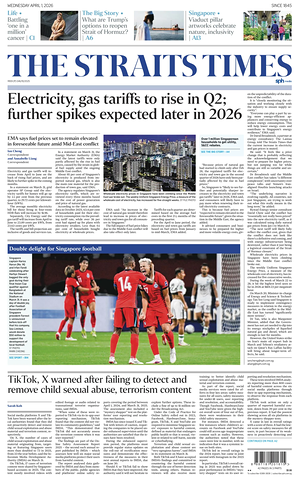 Prima pagina The Straits Times di oggi - Quotidiano estero
