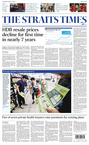 Prima pagina The Straits Times di oggi - Quotidiano estero