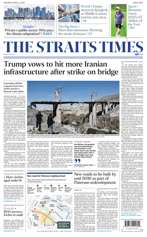 Prima pagina The Straits Times di oggi - Quotidiano estero