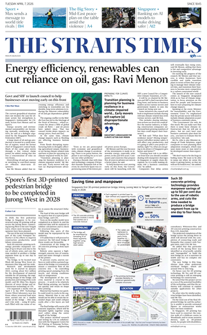 Prima pagina The Straits Times di oggi - Quotidiano estero