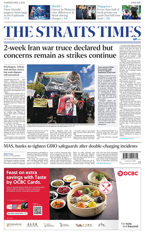 Prima pagina The Straits Times di oggi - Quotidiano estero