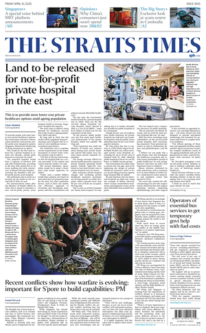 Prima pagina The Straits Times di oggi - Quotidiano estero