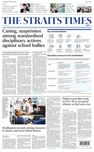 Prima pagina The Straits Times di oggi - Quotidiano estero