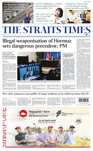 Prima pagina The Straits Times di oggi - Quotidiano estero