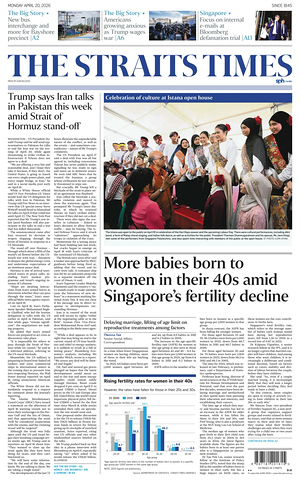 Prima pagina The Straits Times di oggi - Quotidiano estero