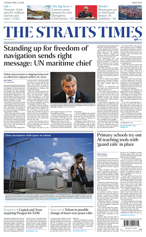 Prima pagina The Straits Times di oggi - Quotidiano estero