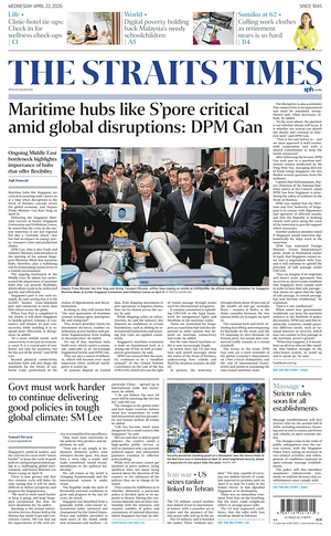 Prima pagina The Straits Times di oggi - Quotidiano estero