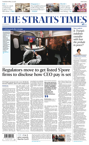 Prima pagina The Straits Times di oggi - Quotidiano estero