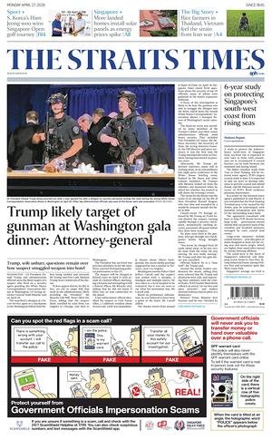 Prima pagina The Straits Times di oggi - Quotidiano estero