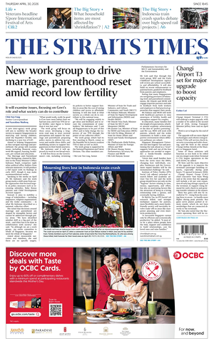 Prima pagina The Straits Times di oggi - Quotidiano estero