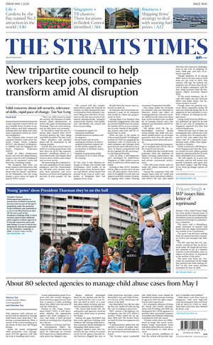 Prima pagina The Straits Times di oggi - Quotidiano estero