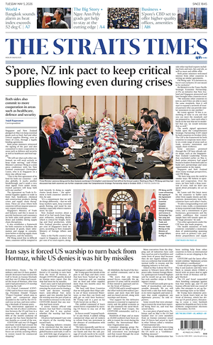 Prima pagina The Straits Times di oggi - Quotidiano estero