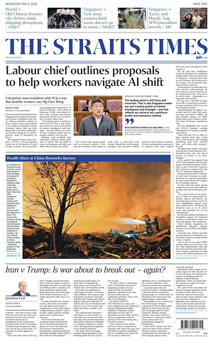 Prima pagina The Straits Times di oggi - Quotidiano estero