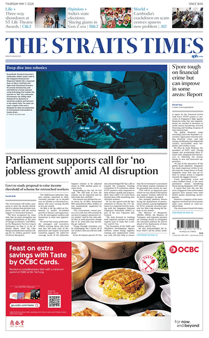 Prima pagina The Straits Times di oggi - Quotidiano estero