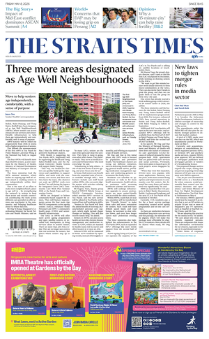 Prima pagina The Straits Times di oggi - Quotidiano estero