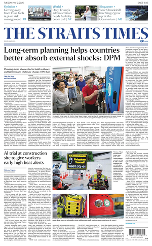 Prima pagina The Straits Times di oggi - Quotidiano estero