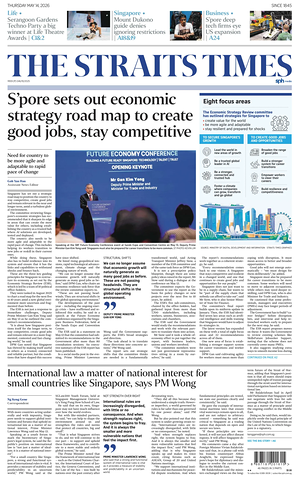 Prima pagina The Straits Times di oggi - Quotidiano estero