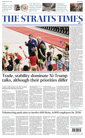 Prima pagina The Straits Times di oggi - Quotidiano estero