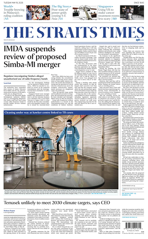 Prima pagina The Straits Times di oggi - Quotidiano estero