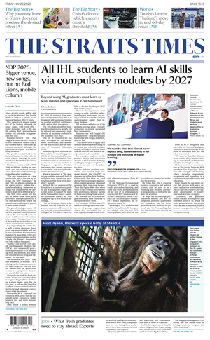 Prima pagina The Straits Times di oggi - Quotidiano estero
