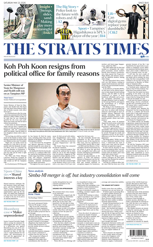 Prima pagina The Straits Times di oggi - Quotidiano estero