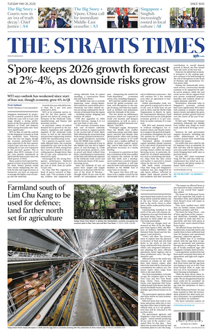 Prima pagina The Straits Times di oggi - Quotidiano estero