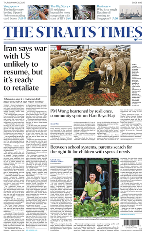 Prima pagina The Straits Times di oggi - Quotidiano estero