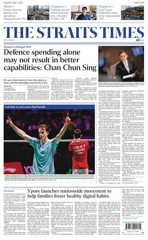 Prima pagina The Straits Times di oggi - Quotidiano estero