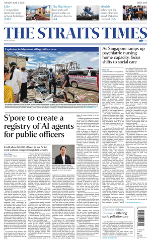Prima pagina The Straits Times di oggi - Quotidiano estero