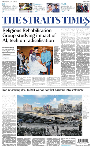 Prima pagina The Straits Times di oggi - Quotidiano estero