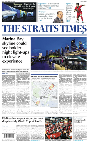 Prima pagina The Straits Times di oggi - Quotidiano estero