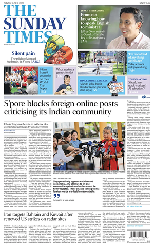 Prima pagina The Straits Times di oggi - Quotidiano estero