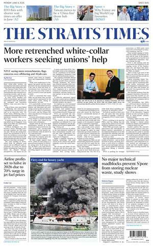 Prima pagina The Straits Times di oggi - Quotidiano estero
