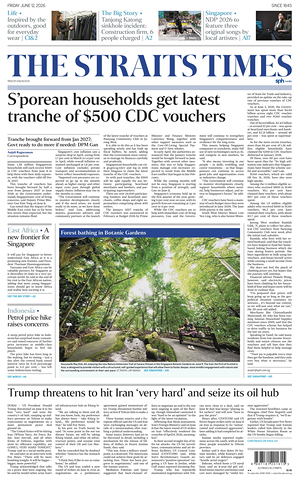 Prima pagina The Straits Times di oggi - Quotidiano estero